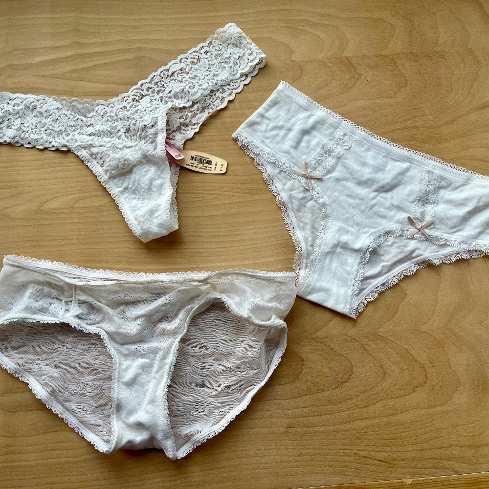 LOT of 3 NWT White Victoria's Secret Panties. Size S.